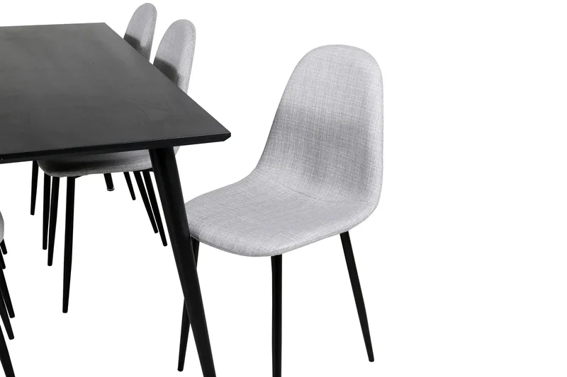 Dipp Spisegruppe 180 cm Rektangulær med 6 Polar Stoler - Sort - Møbler - Bord - Spisegruppe