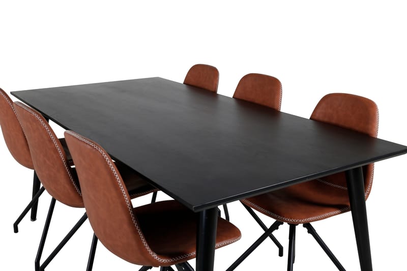 Dipp Spisegruppe 180 cm Rektangulær med 6 Polar Stoler - Sort - Møbler - Bord - Spisegruppe