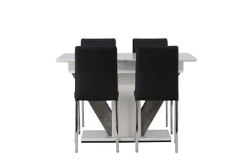 Disa Spisegruppe 120 cm Rektangulær med 4 Lily Stoler - Sort - Møbler - Bord - Spisegruppe