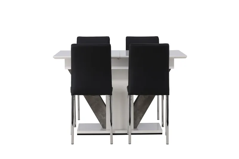 Disa Spisegruppe 120 cm Rektangulær med 4 Lily Stoler, Sort