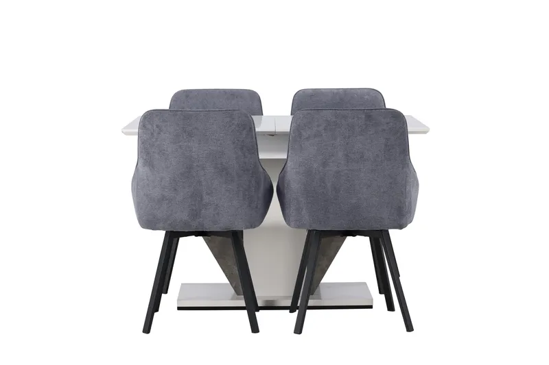 Disa Spisegruppe 120 cm Rektangulær med 4 Rosie Stoler, Sort