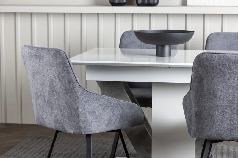 Disa Spisegruppe 120 cm Rektangulær med 4 Rosie Stoler - Sort - Møbler - Bord - Spisegruppe