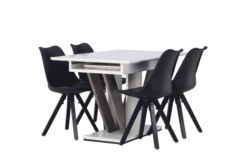 Disa Spisegruppe 120 cm Rektangulær med 4 Zeno Stoler - Sort - Møbler - Bord - Spisegruppe