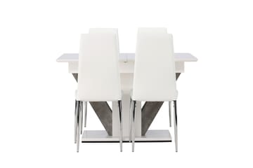 Disa Spisegruppe 120 cm Rektangulær med 4 Pastill Stoler - Hvid - Møbler - Bord - Spisegruppe