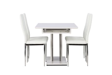 Disa Spisegruppe 120 cm Rektangulær med 4 Pastill Stoler - Hvid - Møbler - Bord - Spisegruppe