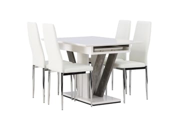 Disa Spisegruppe 120 cm Rektangulær med 4 Pastill Stoler - Hvid - Møbler - Bord - Spisegruppe