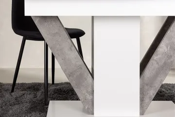 Disa Uttrekkbart Rektangulært Spisebord 120–160 cm med Betonglook - Hvit - Møbler - Bord - Spisebord & kjøkkenbord