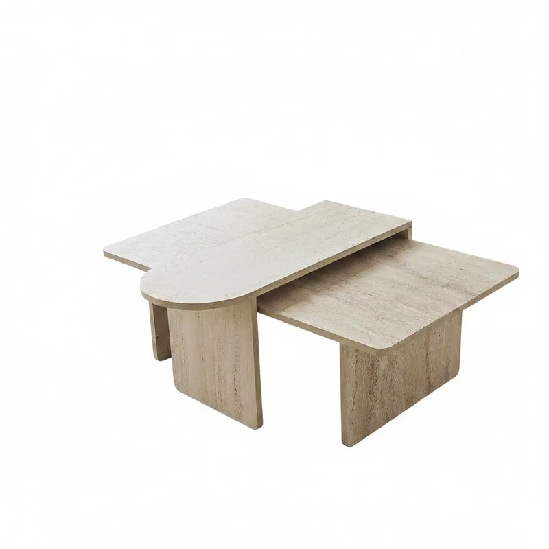 Djarhint Sofabordsett 82 cm, Bronse og travertin