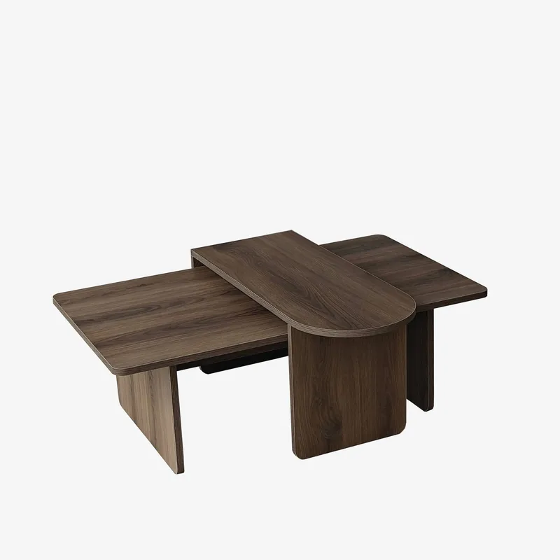 Djarhint Sofabordsett 82 cm, Bronse/valnøtt