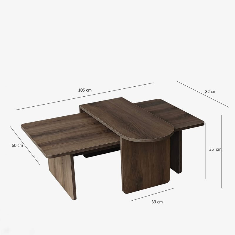 Djarhint Sofabordsett 82 cm - Bronse/valnøtt - Møbler - Bord - Sofabord & salongbord