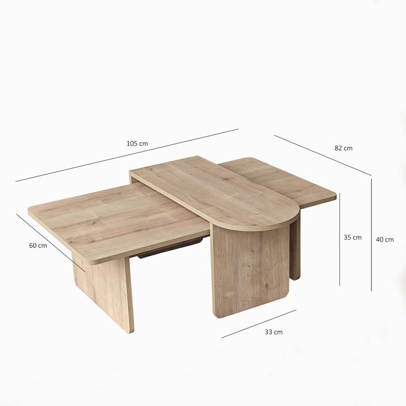 Djarhint Sofabordsett 82 cm - Bronze og Sapphire Oak - Møbler - Bord - Sofabord & salongbord