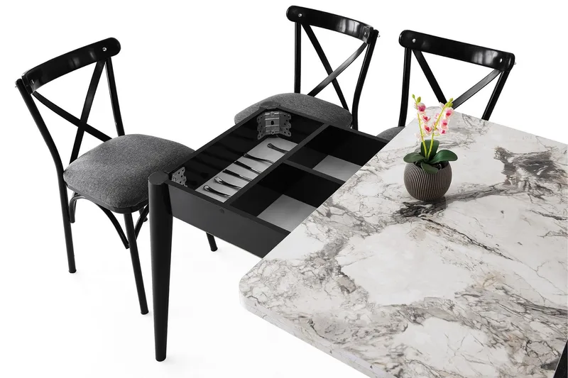 Dolcer Spisebord 100 cm Rektangulært - Hvit Marmor - Møbler - Bord - Spisebord & kjøkkenbord