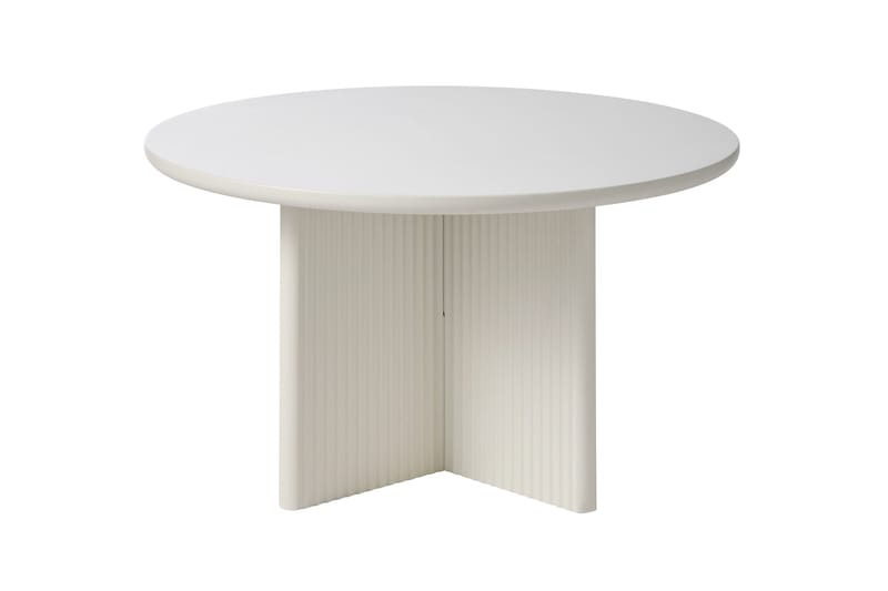 Donald 80 cm Rundt Sofabord med Riflet Korsfot i Malt Tre - Benhvit - Møbler - Bord - Sofabord & salongbord
