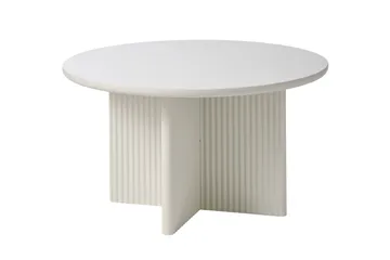 Donald 80 cm Rundt Sofabord med Riflet Korsfot i Malt Tre - Benhvit - Møbler - Bord - Sofabord & salongbord