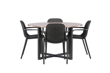 Durango Matgruppe 120 cm Rund med 4 Baltimore Stoler - Valnød - Møbler - Bord - Spisegruppe