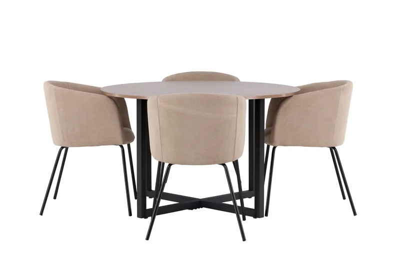 Durango Matgruppe 120 cm Rund med 4 Berit Stoler, Valnød