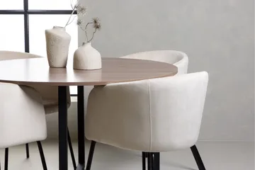 Durango Matgruppe 120 cm Rund med 4 Berit Stoler - Valnød - Møbler - Bord - Spisegruppe