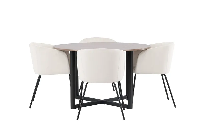 Durango Matgruppe 120 cm Rund med 4 Berit Stoler, Valnød