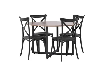 Durango Matgruppe 120 cm Rund med 4 Crosett Stoler - Valnød - Møbler - Bord - Spisegruppe