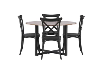 Durango Matgruppe 120 cm Rund med 4 Crosett Stoler - Valnød - Møbler - Bord - Spisegruppe