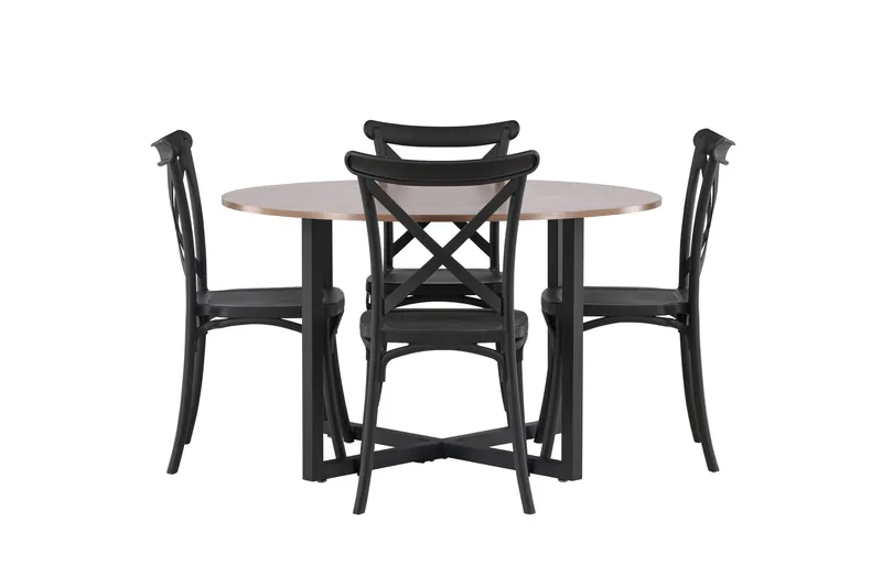 Durango Matgruppe 120 cm Rund med 4 Crosett Stoler, Valnød