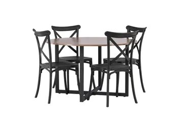 Durango Matgruppe 120 cm Rund med 4 Crosett Stoler - Valnød - Møbler - Bord - Spisegruppe