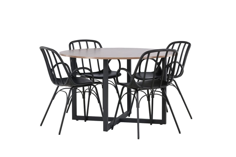 Durango Matgruppe 120 cm Rund med 4 Dyrön Stoler - Valnød - Møbler - Bord - Spisegruppe