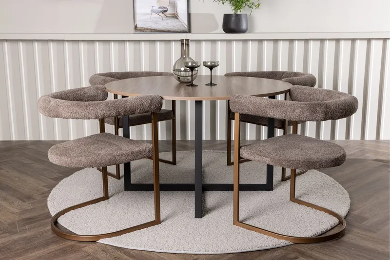 Durango Matgruppe 120 cm Rund med 4 Morning Stoler - Valnød - Møbler - Bord - Spisegruppe