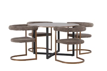 Durango Matgruppe 120 cm Rund med 4 Morning Stoler - Valnød - Møbler - Bord - Spisegruppe