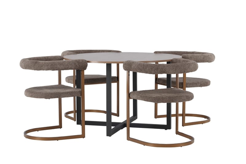 Durango Matgruppe 120 cm Rund med 4 Morning Stoler - Valnød - Møbler - Bord - Spisegruppe