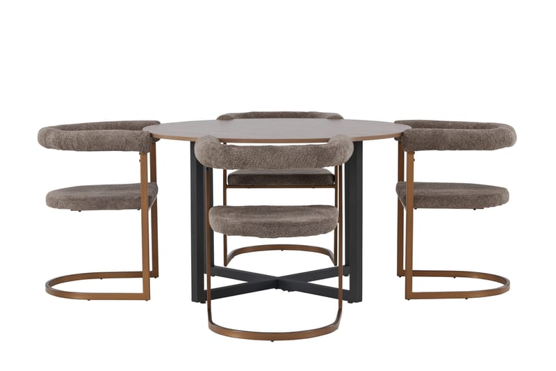 Durango Matgruppe 120 cm Rund med 4 Morning Stoler, Valnød