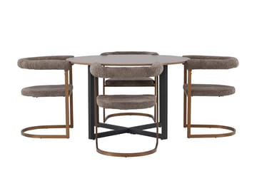 Durango Matgruppe 120 cm Rund med 4 Morning Stoler - Valnød - Møbler - Bord - Spisegruppe