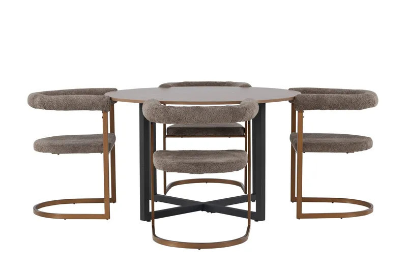 Durango Matgruppe 120 cm Rund med 4 Morning Stoler, Valnød