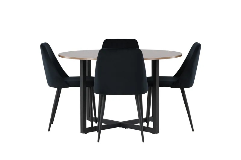 Durango Matgruppe 120 cm Rund med 4 Night Stoler, Valnød