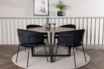 Durango Matgruppe 120 cm Rund med 4 Selma Stoler - Valnød - Møbler - Bord - Spisegruppe