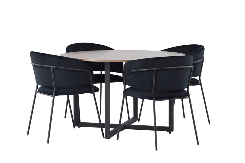 Durango Matgruppe 120 cm Rund med 4 Selma Stoler - Valnød - Møbler - Bord - Spisegruppe