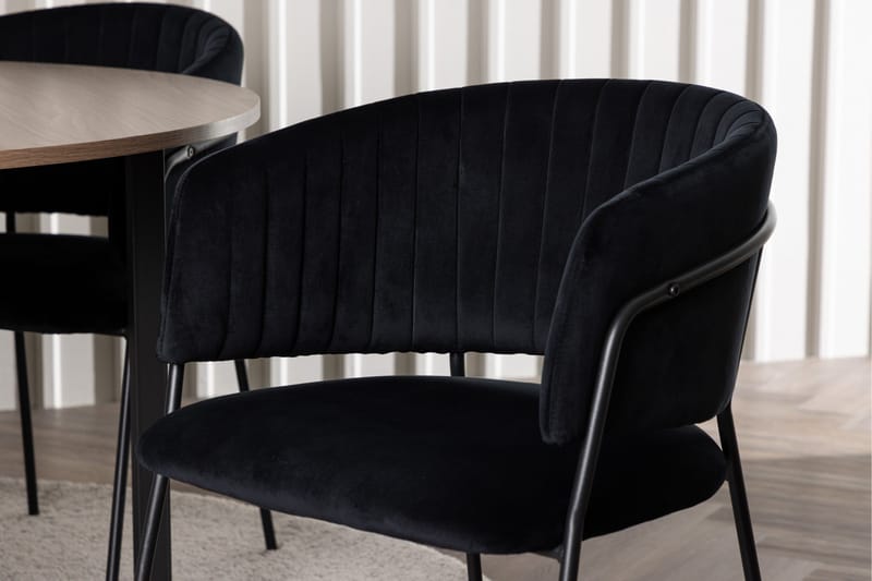 Durango Matgruppe 120 cm Rund med 4 Selma Stoler - Valnød - Møbler - Bord - Spisegruppe