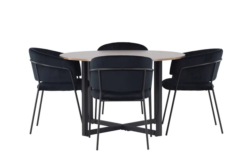 Durango Matgruppe 120 cm Rund med 4 Selma Stoler, Valnød