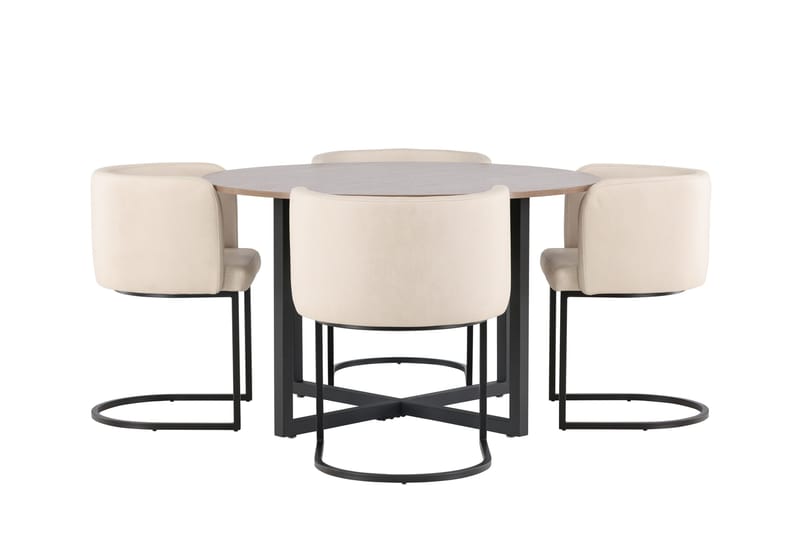 Durango Matgruppe 120 cm Rund med 4 Simrishamn Stoler, Valnød