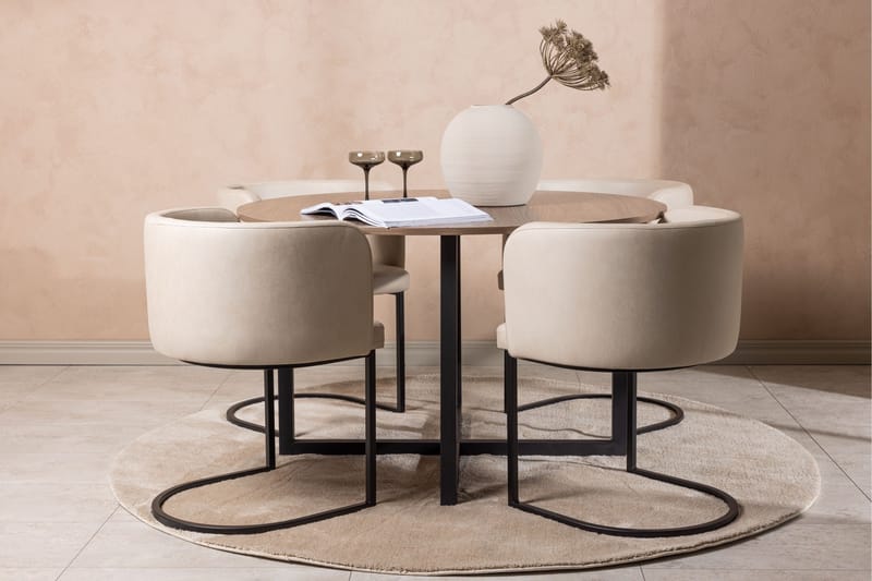 Durango Matgruppe 120 cm Rund med 4 Simrishamn Stoler - Valnød - Møbler - Bord - Spisegruppe