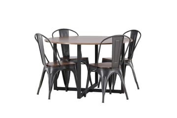 Durango Matgruppe 120 cm Rund med 4 Tempe Stoler - Valnød - Møbler - Bord - Spisegruppe