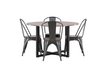Durango Matgruppe 120 cm Rund med 4 Tempe Stoler - Valnød - Møbler - Bord - Spisegruppe