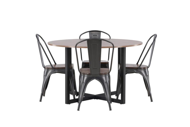 Durango Matgruppe 120 cm Rund med 4 Tempe Stoler - Valnød - Møbler - Bord - Spisegruppe