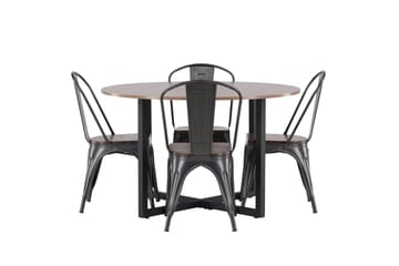 Durango Matgruppe 120 cm Rund med 4 Tempe Stoler - Valnød - Møbler - Bord - Spisegruppe