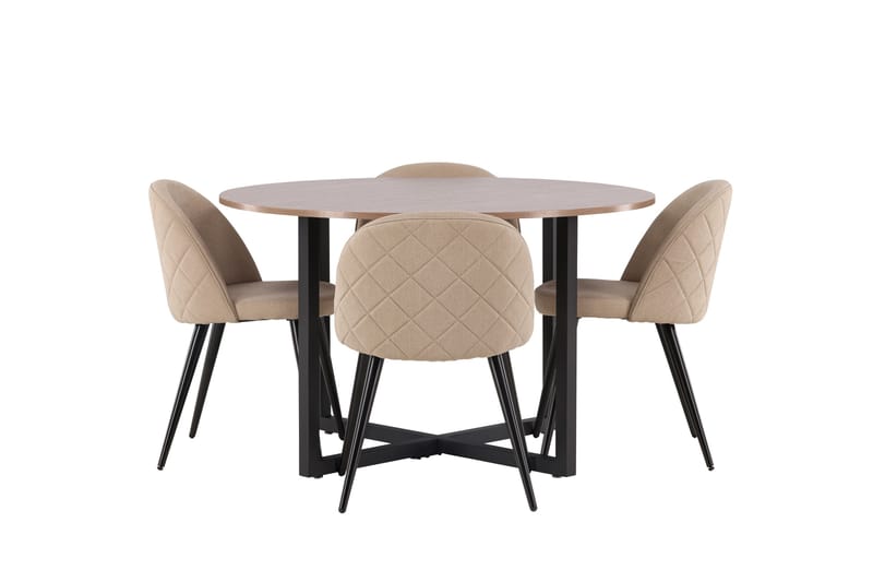 Durango Matgruppe 120 cm Rund med 4 Velvets Stoler, Valnød
