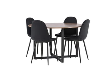 Durango Matgruppe 120 cm Rund med 4 Polar Stoler - Valnød - Møbler - Bord - Spisegruppe