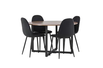 Durango Matgruppe 120 cm Rund med 4 Polar Stoler - Valnød - Møbler - Bord - Spisegruppe