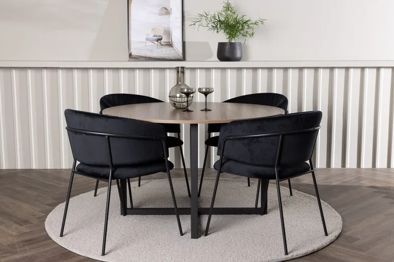 Durango rundt spisebord 120 cm med 4 Selma spisestoler