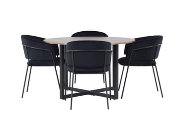 Durango rundt spisebord 120 cm med 4 Selma spisestoler - Møbler - Bord - Spisegruppe