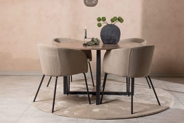 Durango Spisebord 120 cm Rundt med 4 Berit Lenestoler med Armlener - Møbler - Bord - Spisegruppe